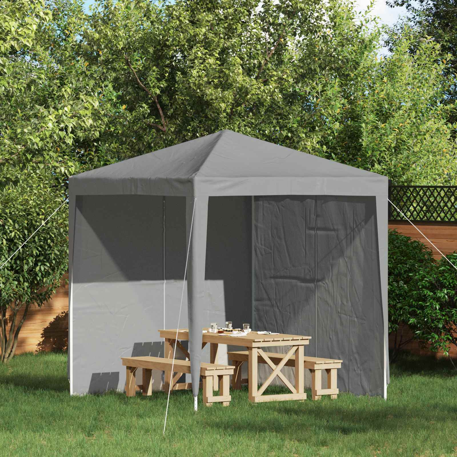 Partyzelt-Seitenteil 2 Stk. 200 x 195 cm Hellgrau PE und Stahl