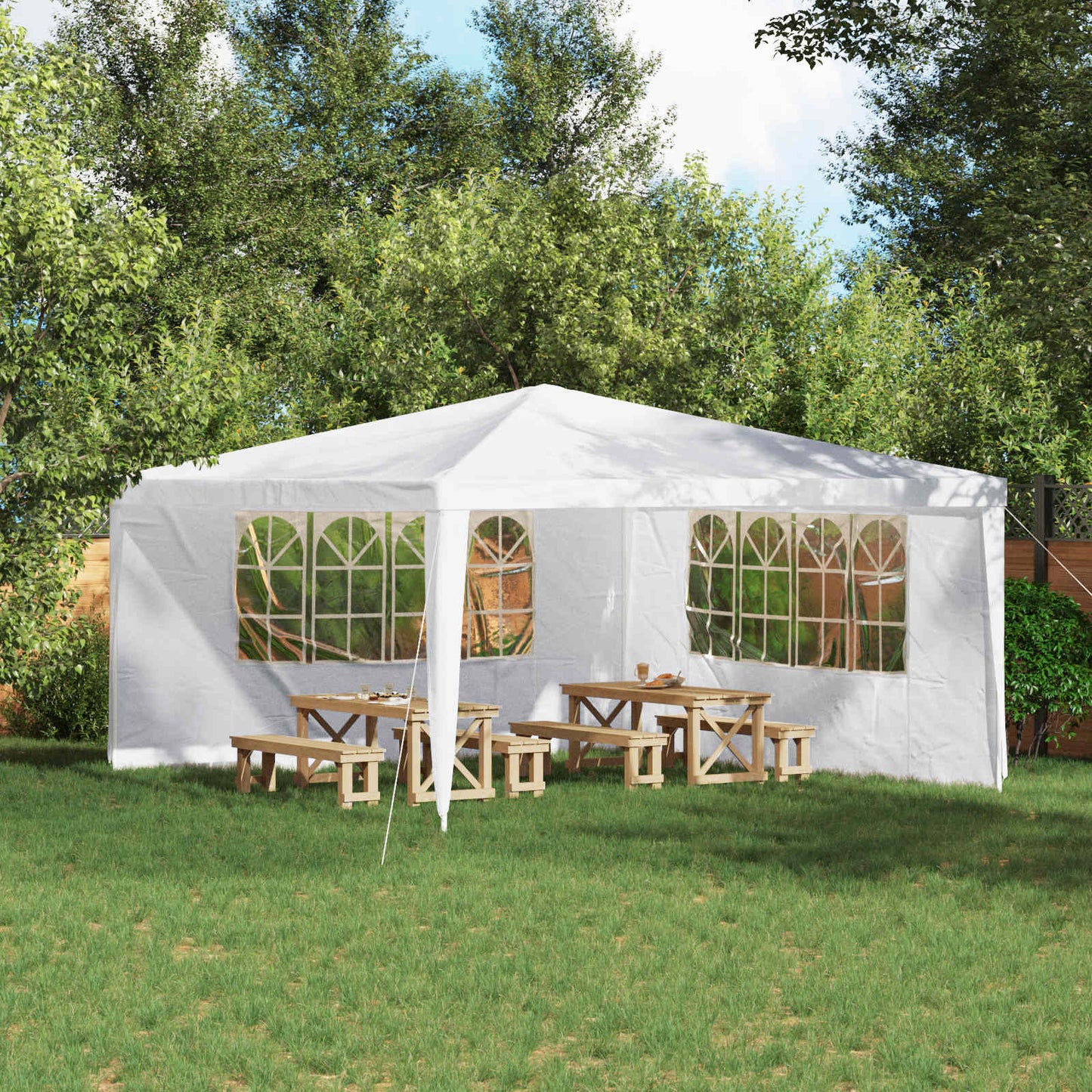 Partyzelt-Seitenteil 2 Stk. 400 x 195 cm Weiß PE und Stahl