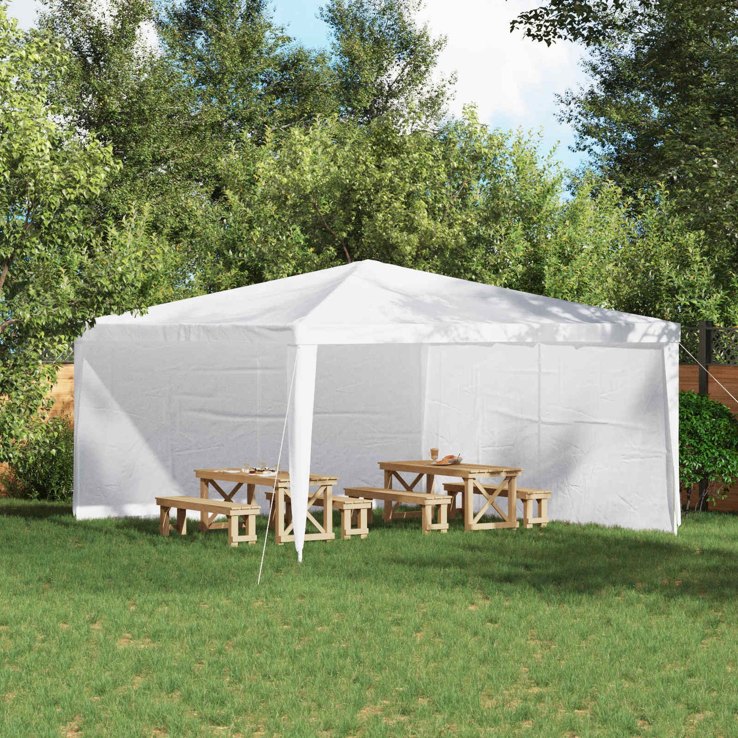 Partyzelt-Seitenteil 2 Stk. 400 x 195 cm Weiß PE und Stahl
