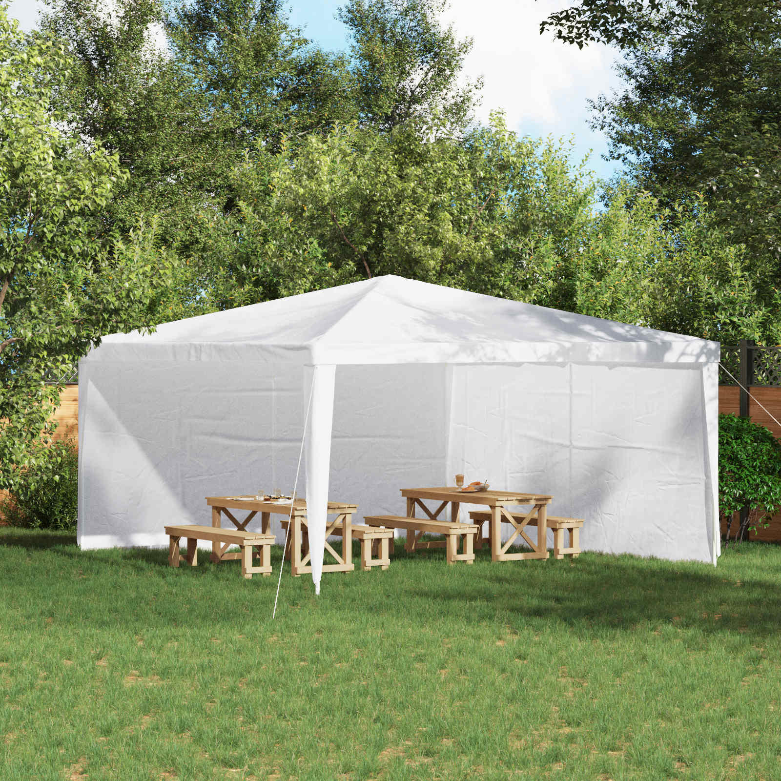 Partyzelt-Seitenteil 2 Stk. 400 x 195 cm Weiß PE und Stahl