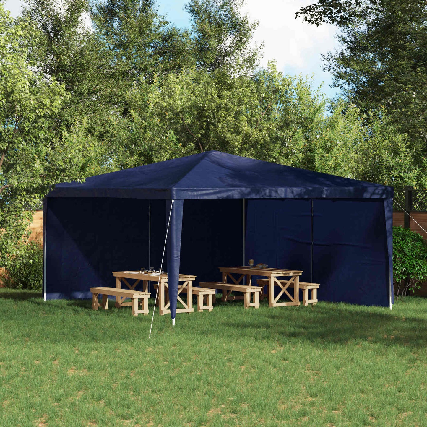 Partyzelt-Seitenteil 2 Stk. 400 x 195 cm Blau PE und Stahl