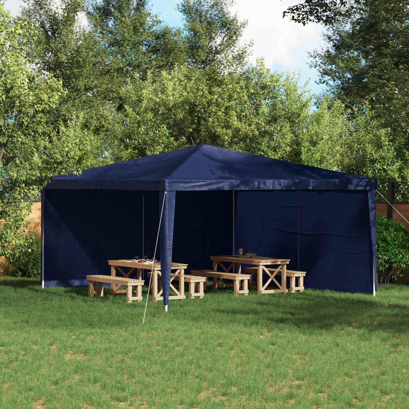 Partyzelt-Seitenteil 2 Stk. 400 x 195 cm Blau PE und Stahl
