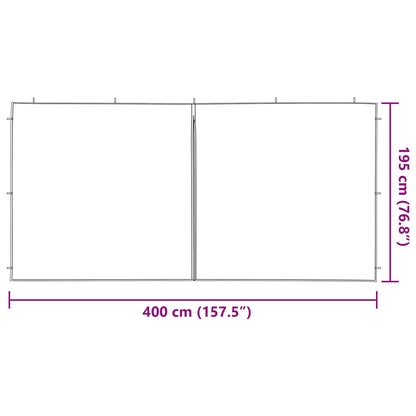 Partyzelt-Seitenteil 2 Stk. 400 x 195 cm Blau PE und Stahl