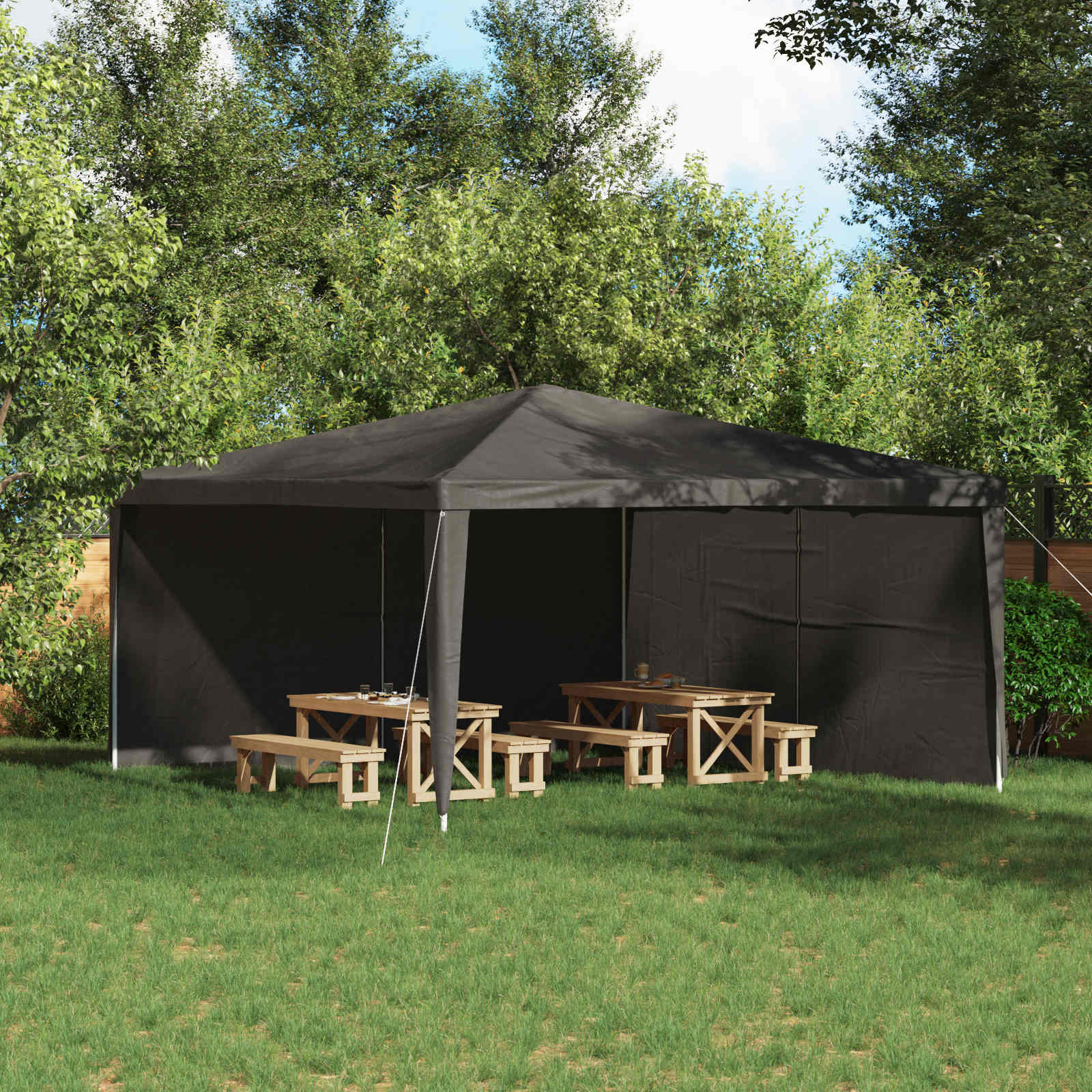 Partyzelt-Seitenteil 2 Stk. 400 x 195 cm Anthrazit PE und Stahl