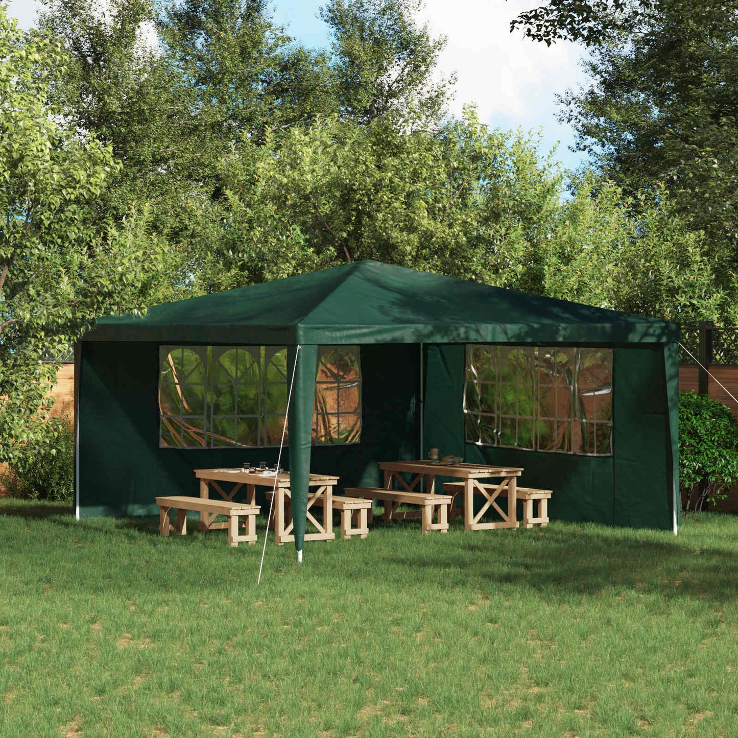 Partyzelt-Seitenteil 2 Stk. 400 x 195 cm Grün PE und Stahl