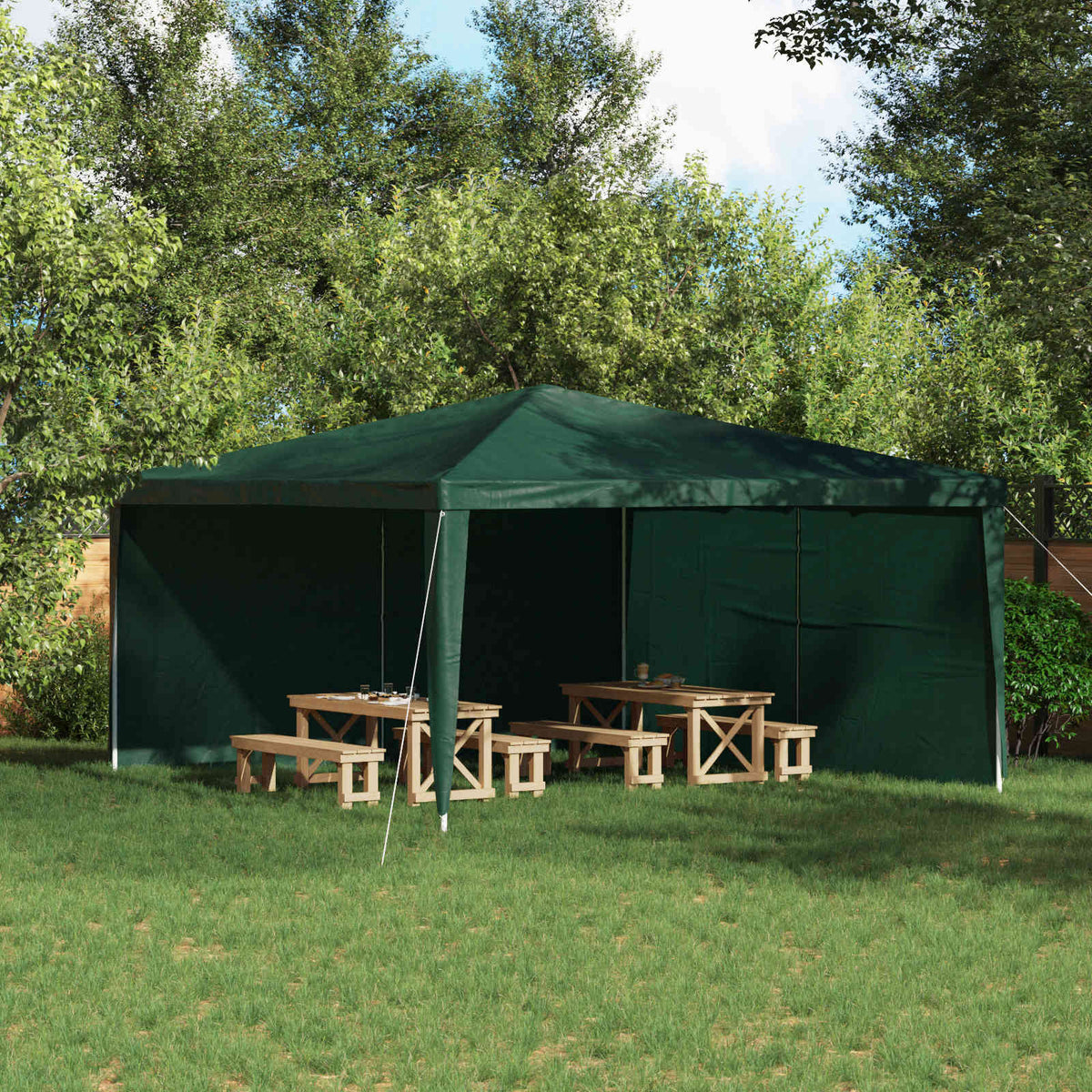 Partyzelt-Seitenteil 2 Stk. 400 x 195 cm Grün PE und Stahl
