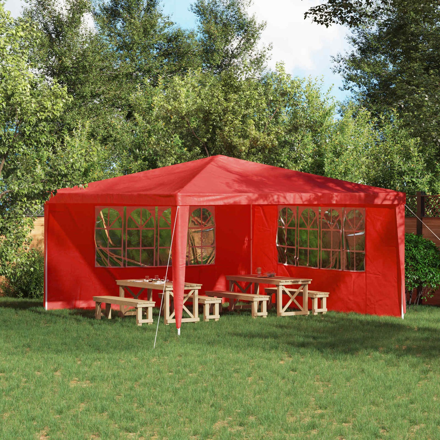Partyzelt-Seitenteil 2 Stk. 400 x 195 cm Rot PE und Stahl