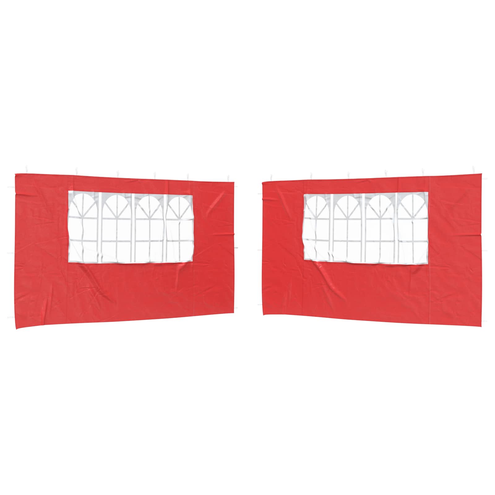 Partyzelt-Seitenteil 2 Stk. 400 x 195 cm Rot PE und Stahl