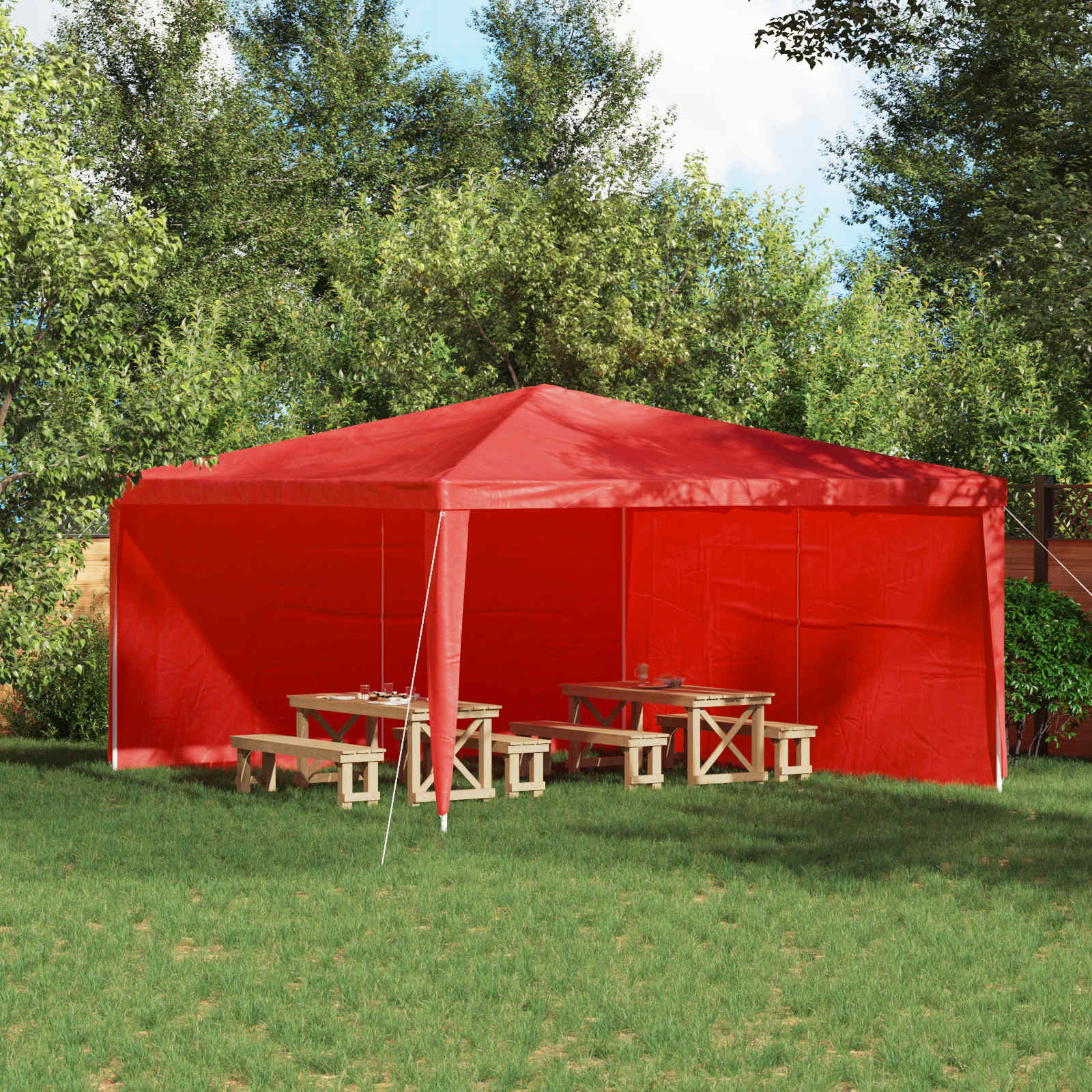 Partyzelt-Seitenteil 2 Stk. 400 x 195 cm Rot PE und Stahl
