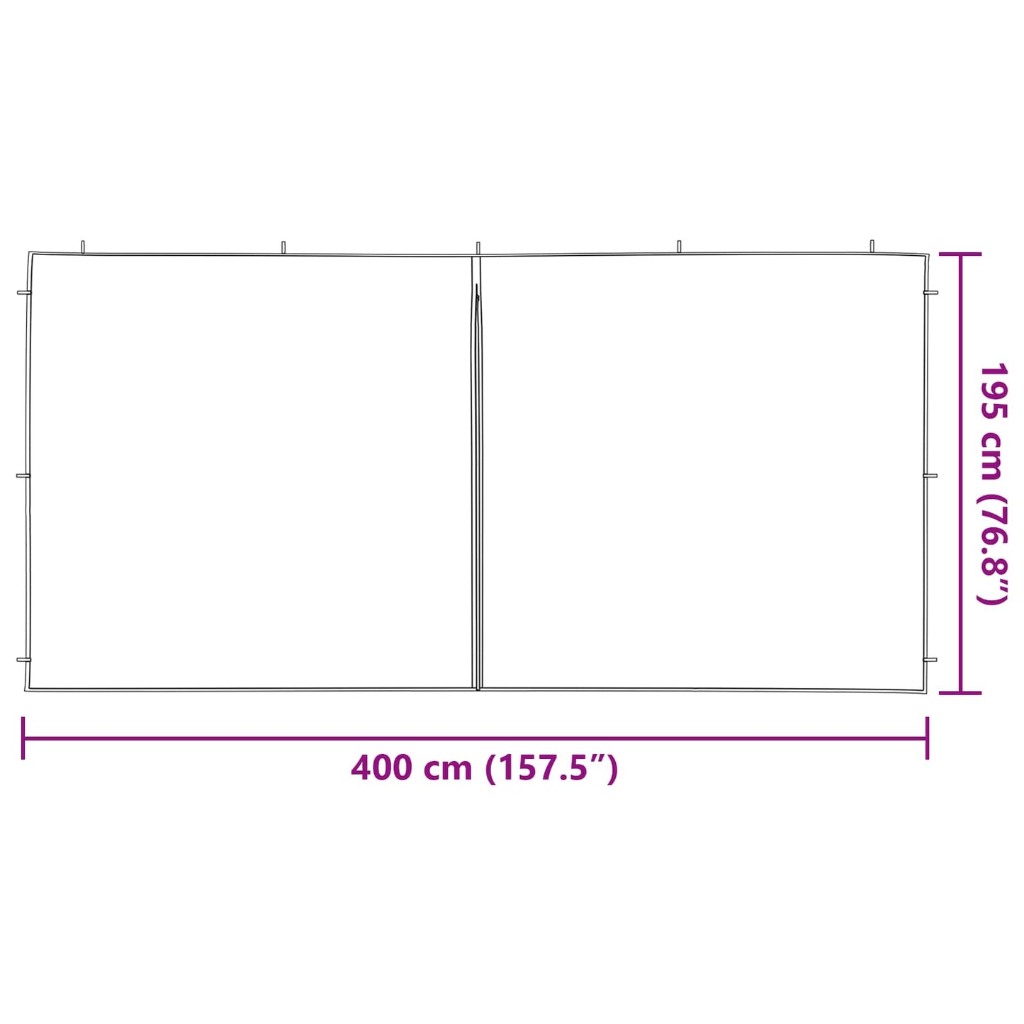 Partyzelt-Seitenteil 2 Stk. 400 x 195 cm Rot PE und Stahl