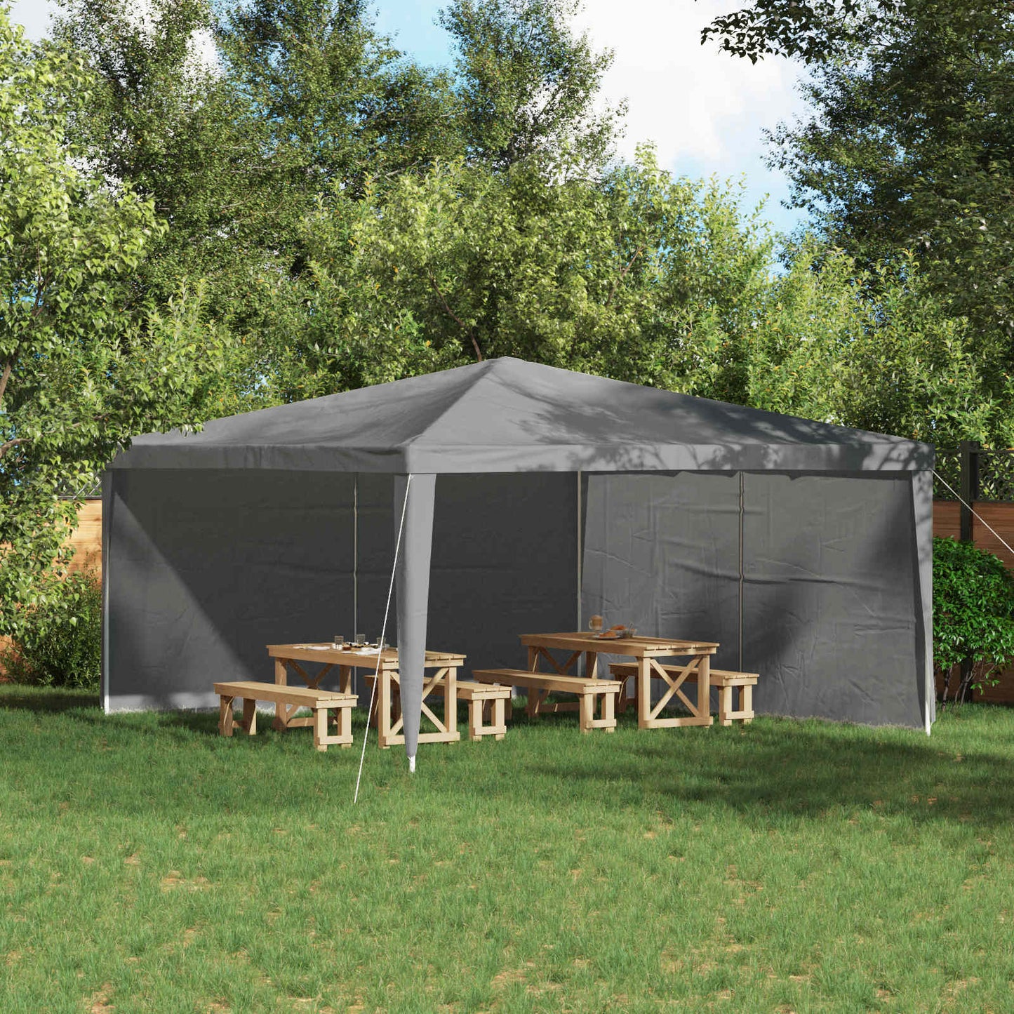 Partyzelt-Seitenteil 2 Stk. 400 x 195 cm Hellgrau PE und Stahl