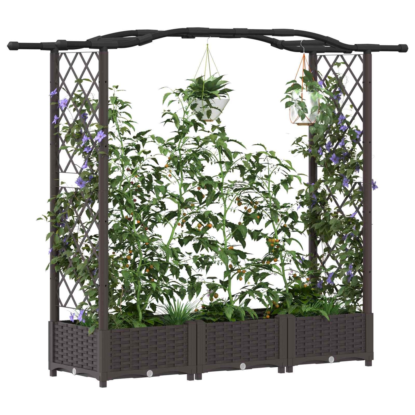 Hochbeet mit Rankgitter und Dach Braun 169 x 40 x 123 cm PP