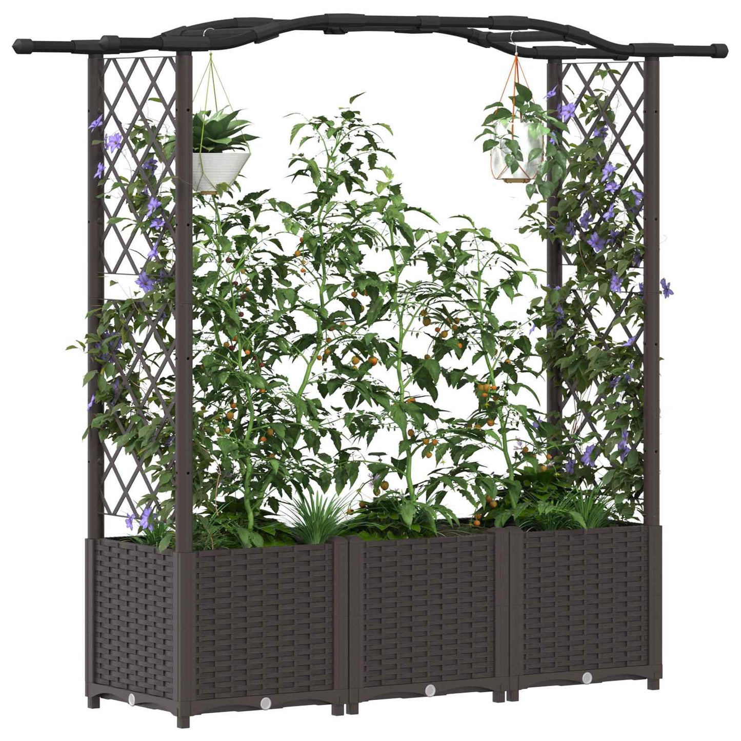Hochbeet mit Rankgitter und Dach Braun 164 x 40 x 138 cm PP