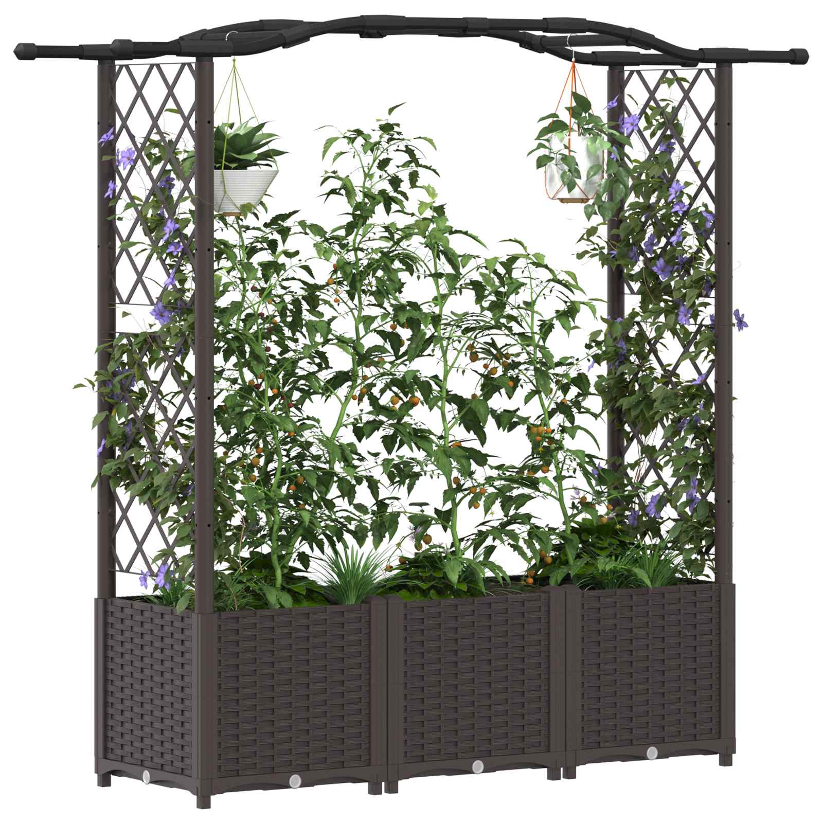 Hochbeet mit Rankgitter und Dach Braun 164 x 40 x 138 cm PP