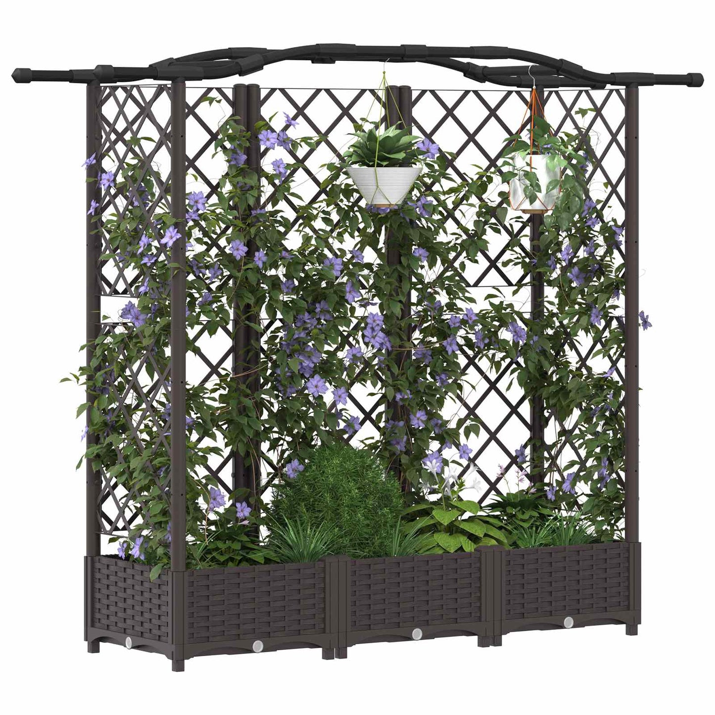 Hochbeet mit Rankgitter und Dach Braun 163 x 40 x 123 cm PP