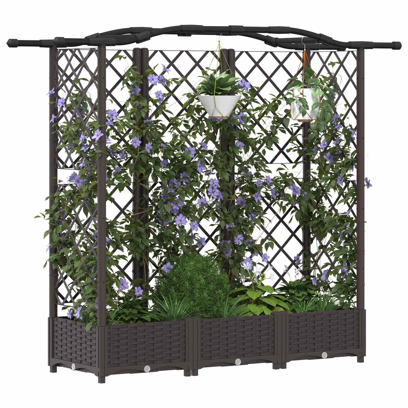 Hochbeet mit Rankgitter und Dach Braun 163 x 40 x 123 cm PP