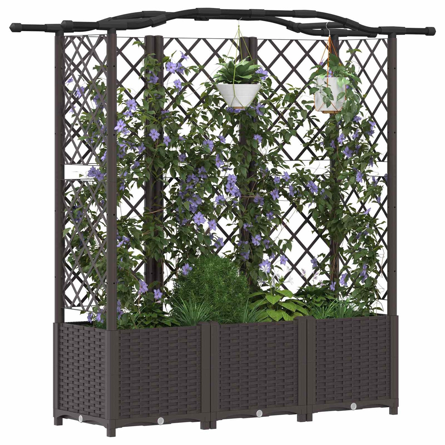 Hochbeet mit Rankgitter und Dach Braun 163 x 40 x 138 cm PP