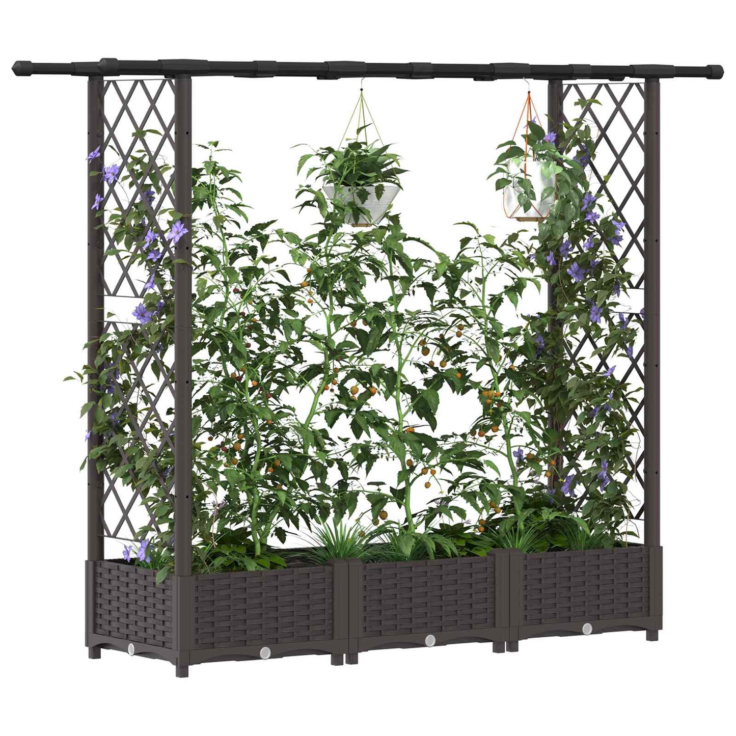 Hochbeet mit Rankgitter und Dach Braun 164 x 40 x 121 cm PP