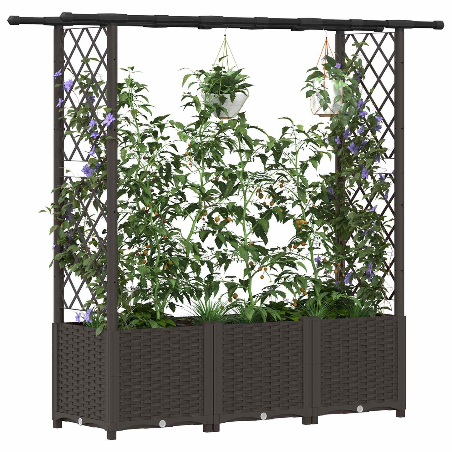 Hochbeet mit Rankgitter und Dach Braun 162,5 x 40 x 136 cm PP