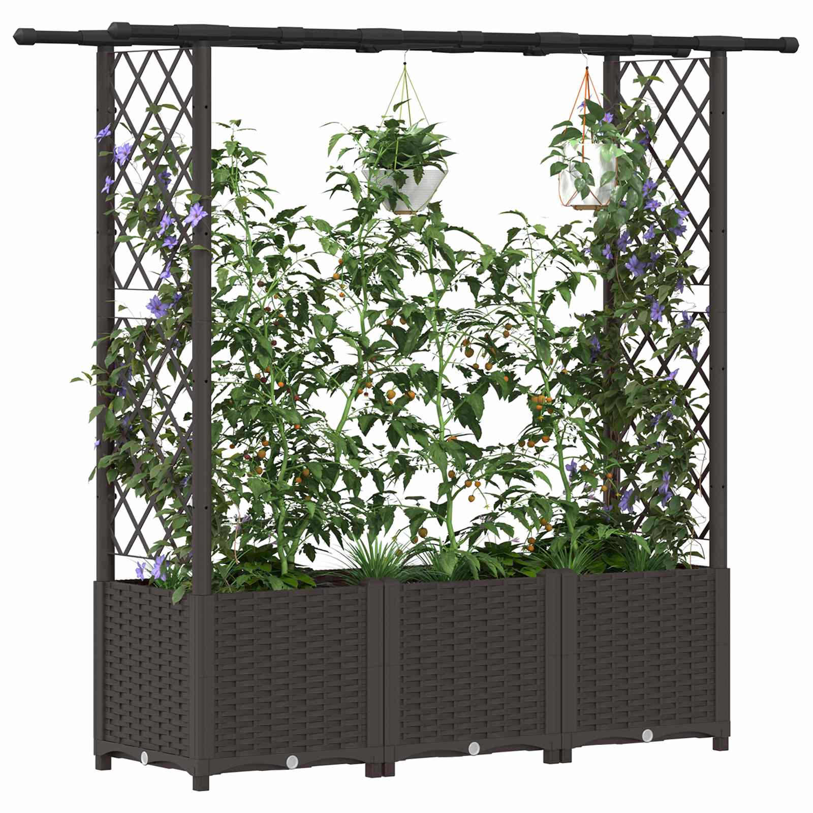 Hochbeet mit Rankgitter und Dach Braun 162,5 x 40 x 136 cm PP
