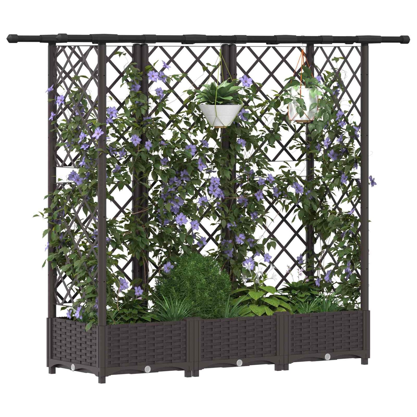 Hochbeet mit Rankgitter und Dach Braun 164 x 40 x 121 cm PP
