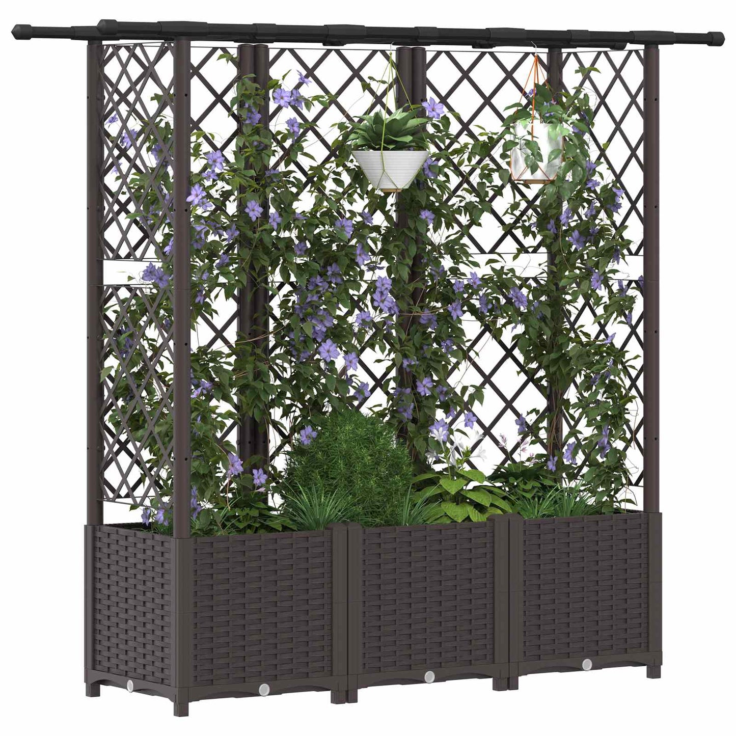 Hochbeet mit Rankgitter und Dach Braun 163,5 x 40 x 136 cm PP