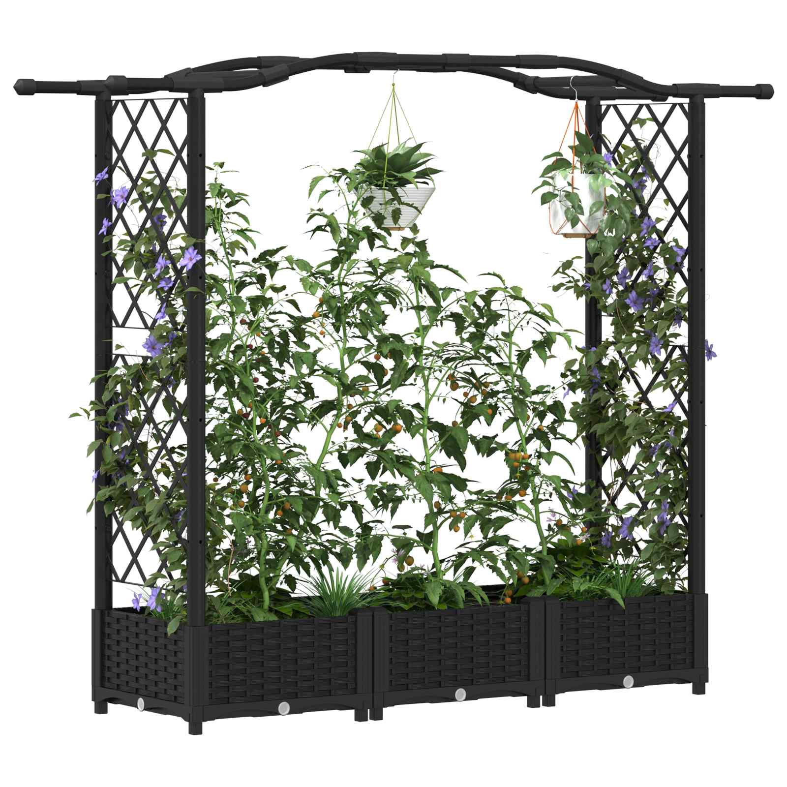 Hochbeet mit Rankgitter und Dach Schwarz 169 x 40 x 123 cm PP