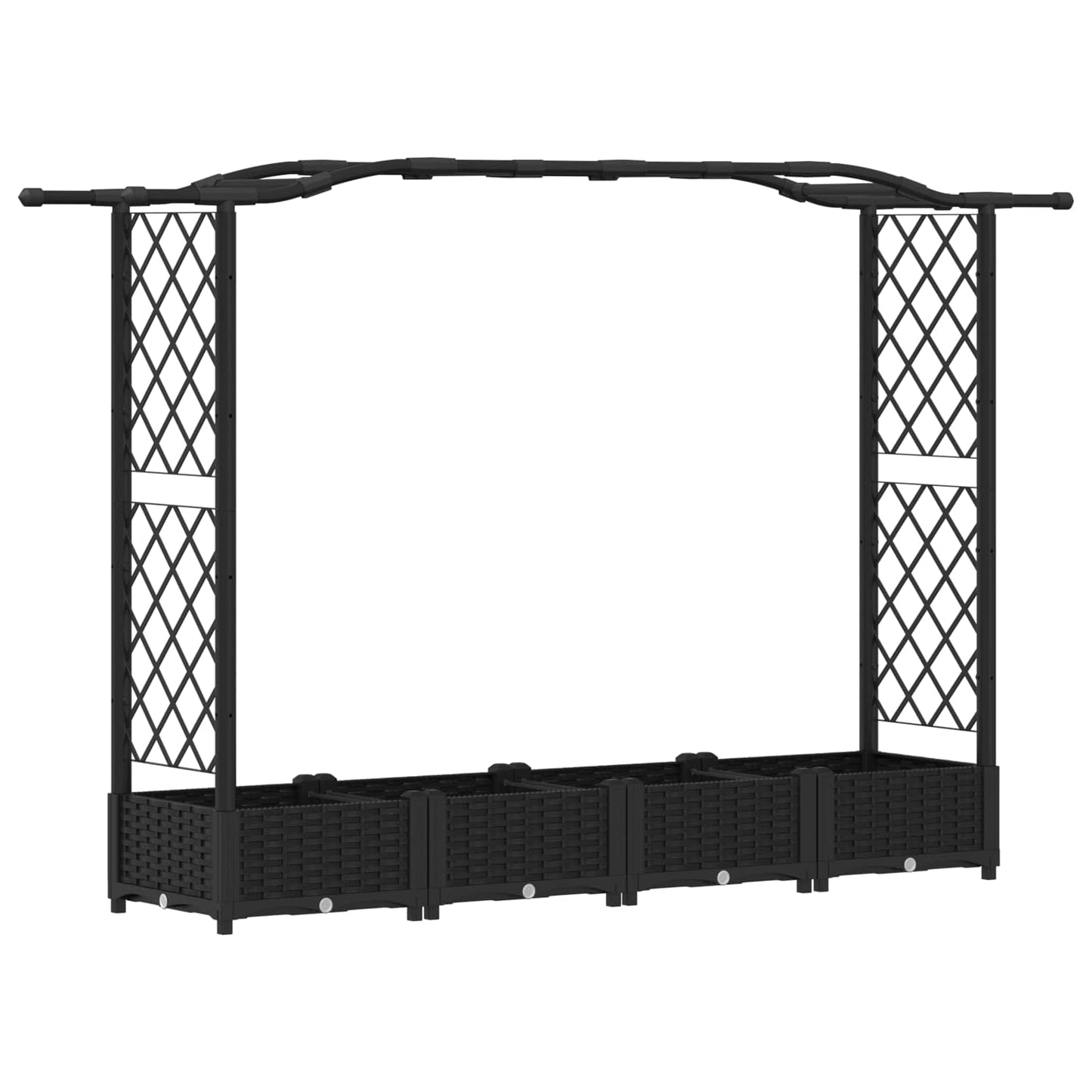 Hochbeet mit Rankgitter und Dach Schwarz 207 x 40 x 123 cm PP