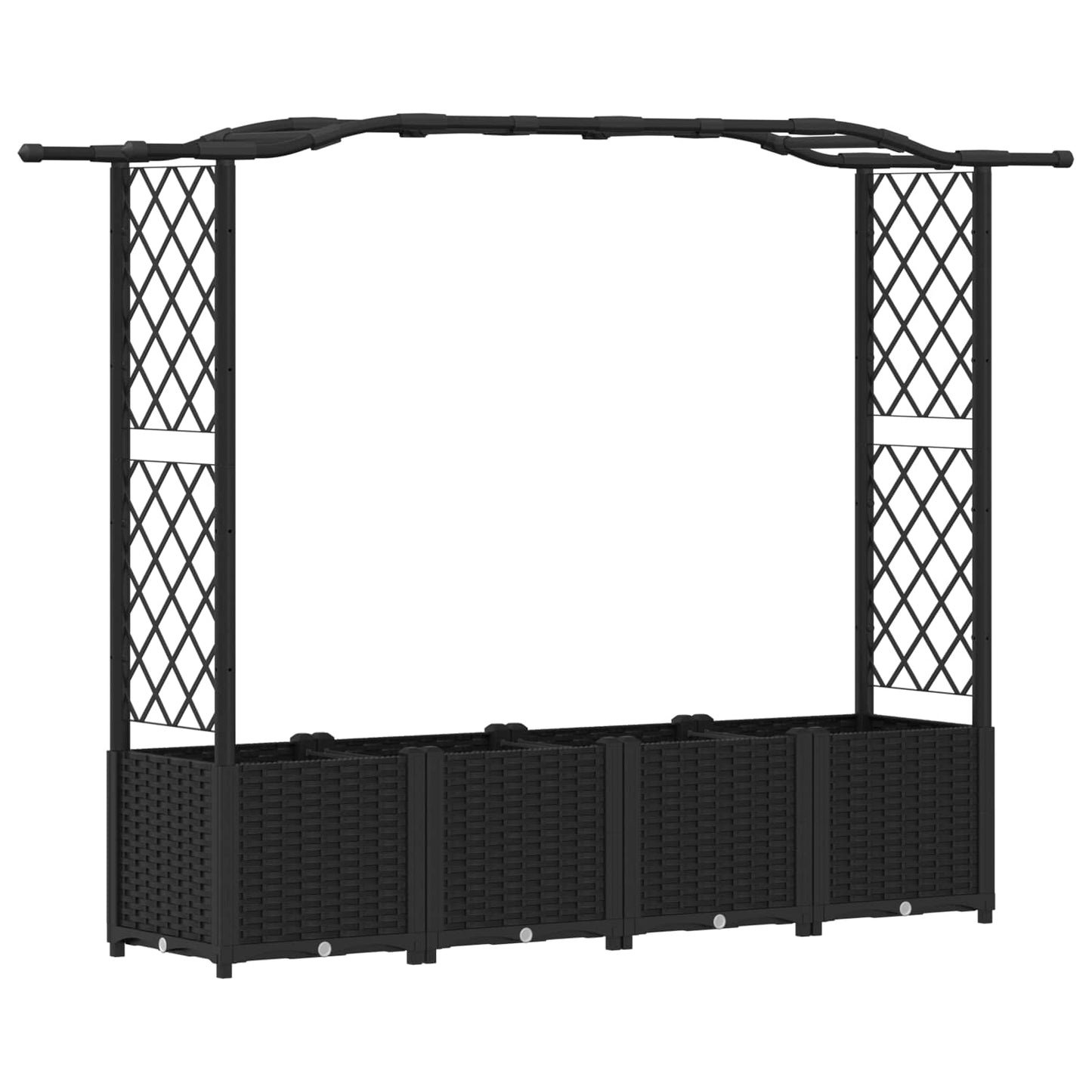 Hochbeet mit Rankgitter und Dach Schwarz 204 x 40 x 138 cm PP