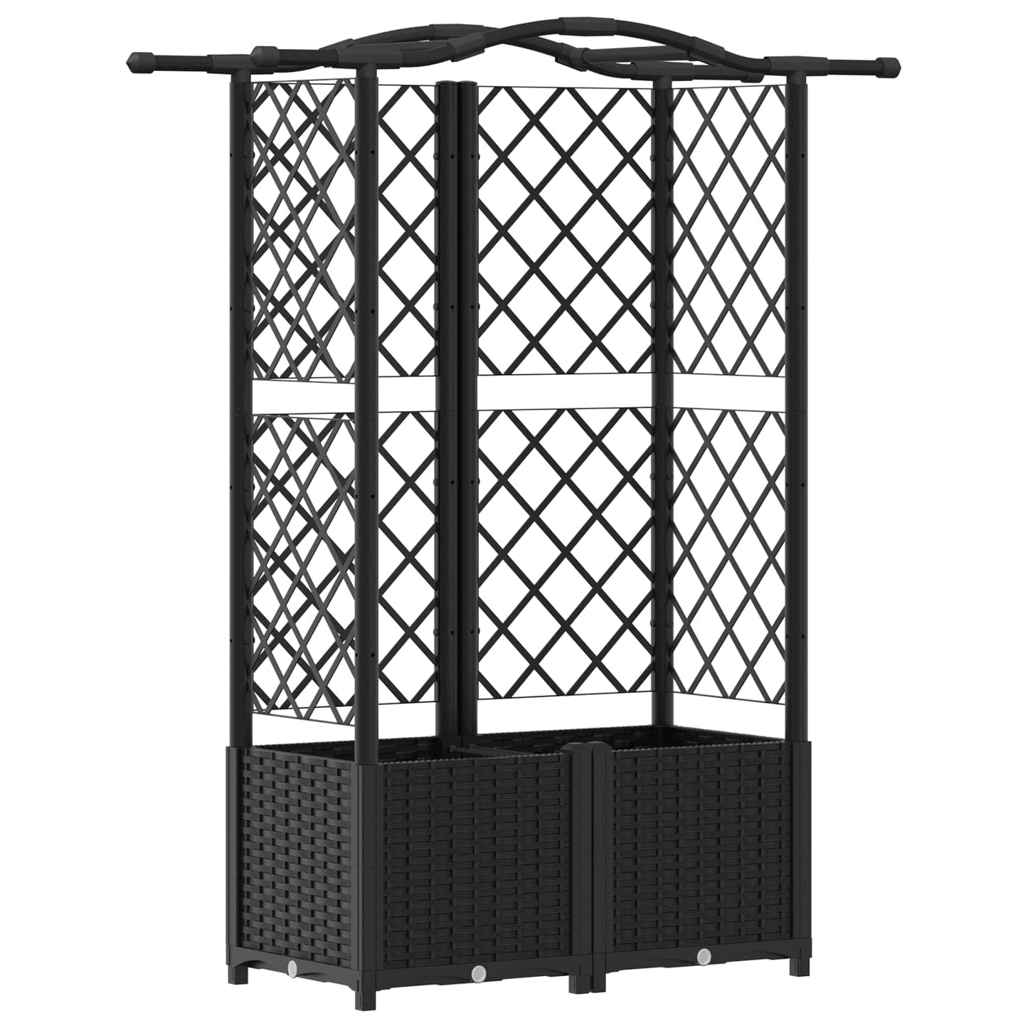 Hochbeet mit Rankgitter und Dach Schwarz 122 x 40 x 138 cm PP