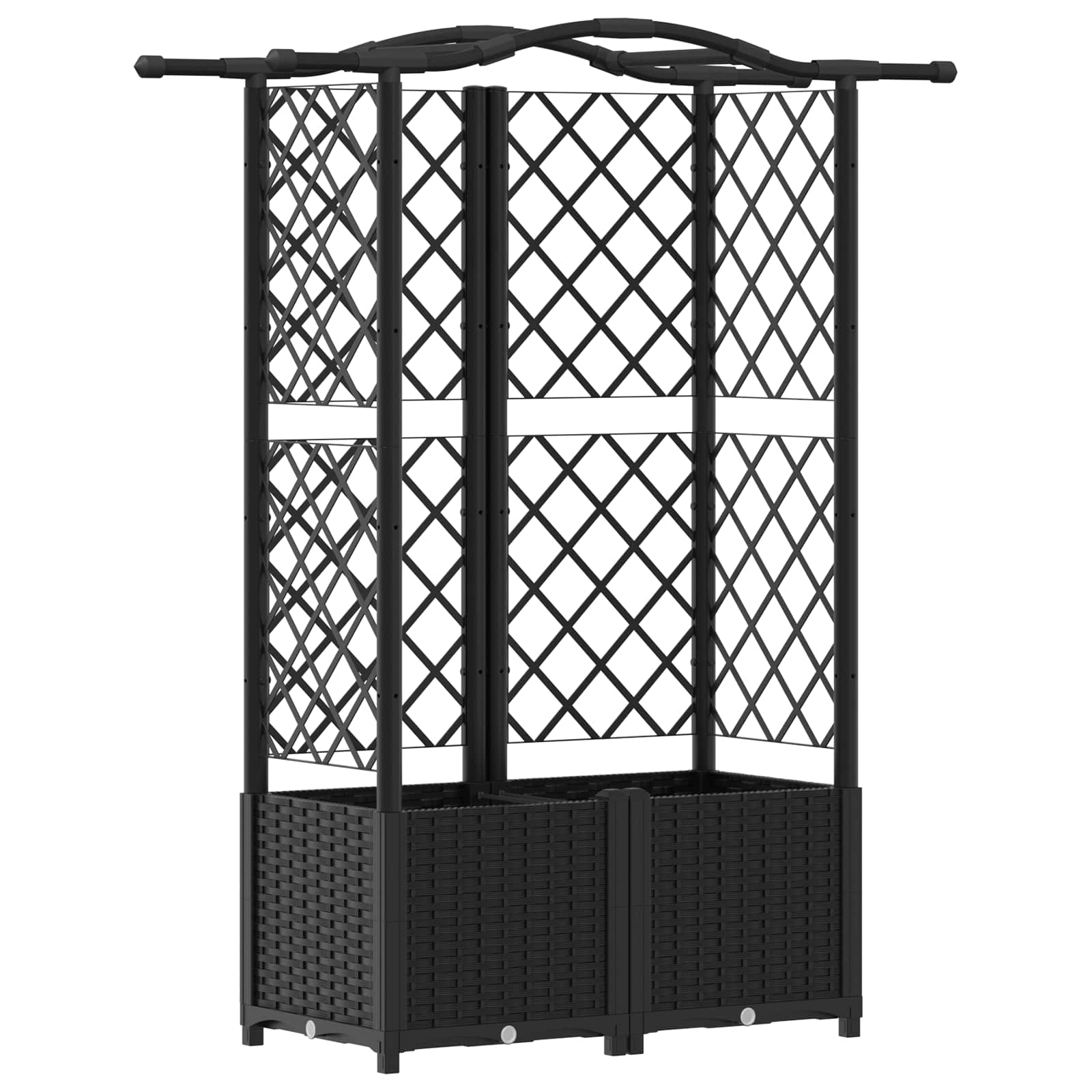 Hochbeet mit Rankgitter und Dach Schwarz 122 x 40 x 138 cm PP