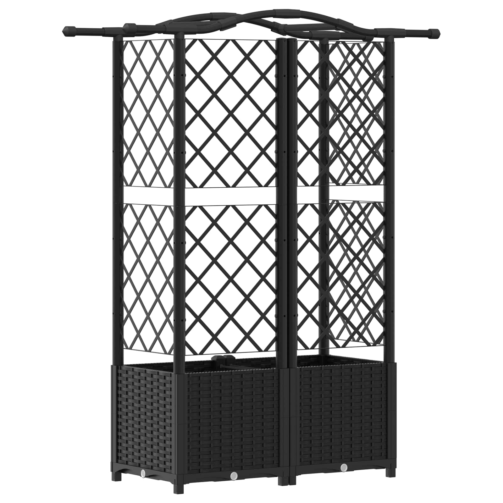 Hochbeet mit Rankgitter und Dach Schwarz 122 x 40 x 138 cm PP