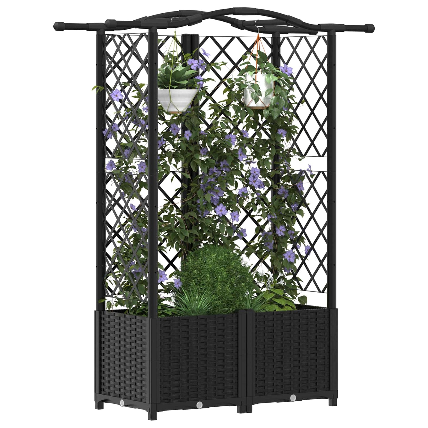 Hochbeet mit Rankgitter und Dach Schwarz 122 x 40 x 138 cm PP