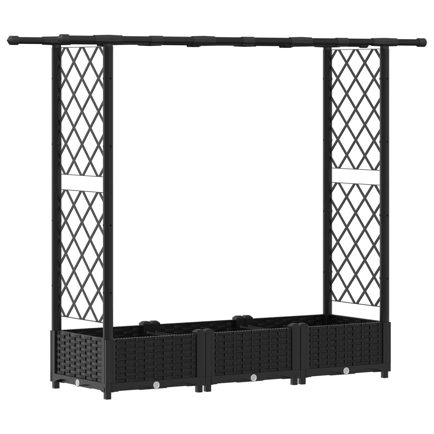 Hochbeet mit Rankgitter und Dach Schwarz 164 x 40 x 121 cm PP