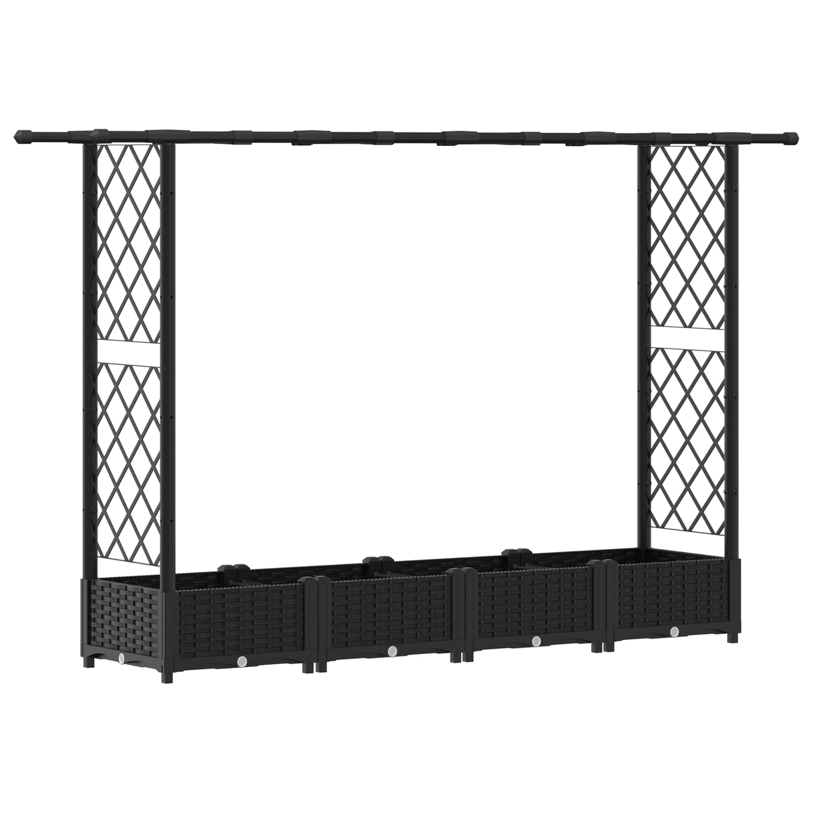 Hochbeet mit Rankgitter und Dach Schwarz 203 x 40 x 121 cm PP