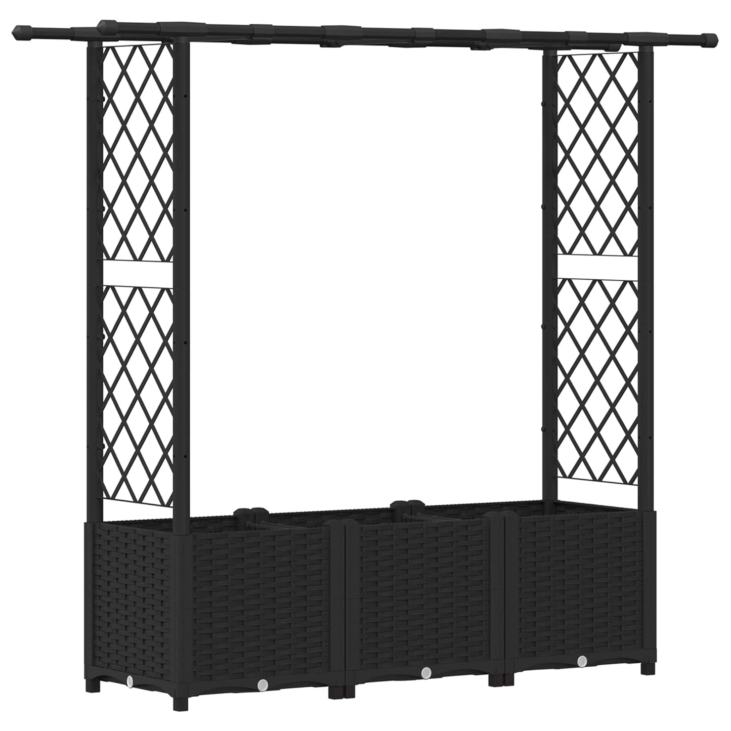 Hochbeet mit Rankgitter und Dach Schwarz 162,5 x 40 x 136 cm PP