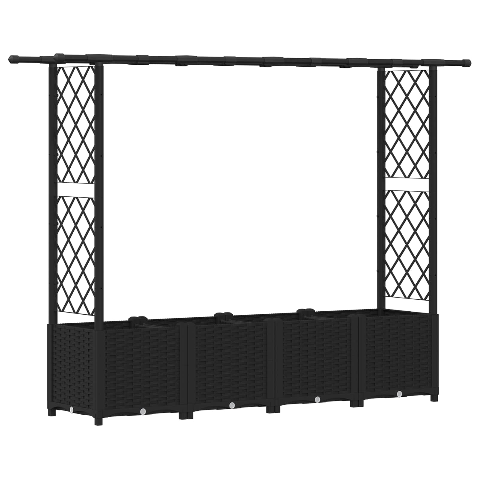Hochbeet mit Rankgitter und Dach Schwarz 203 x 40 x 136 cm PP