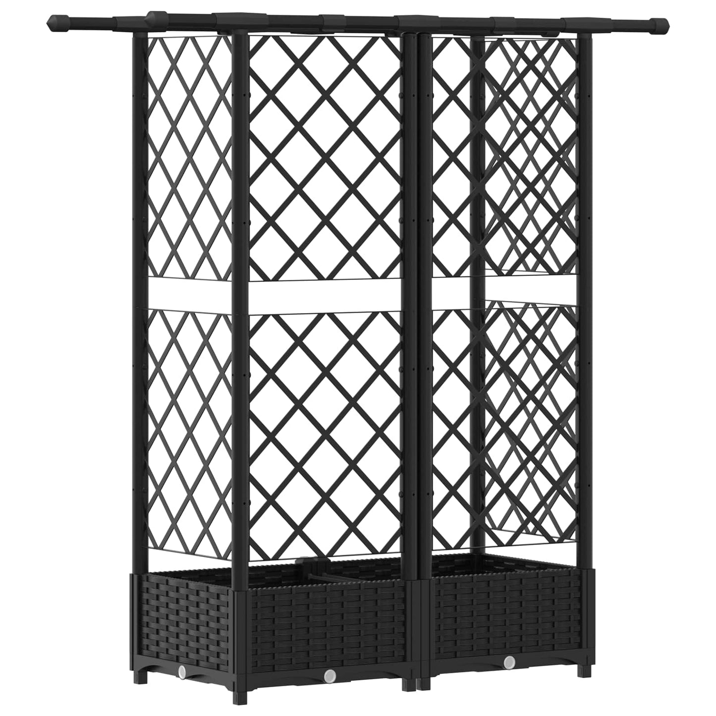 Hochbeet mit Rankgitter und Dach Schwarz 124 x 40 x 121 cm PP