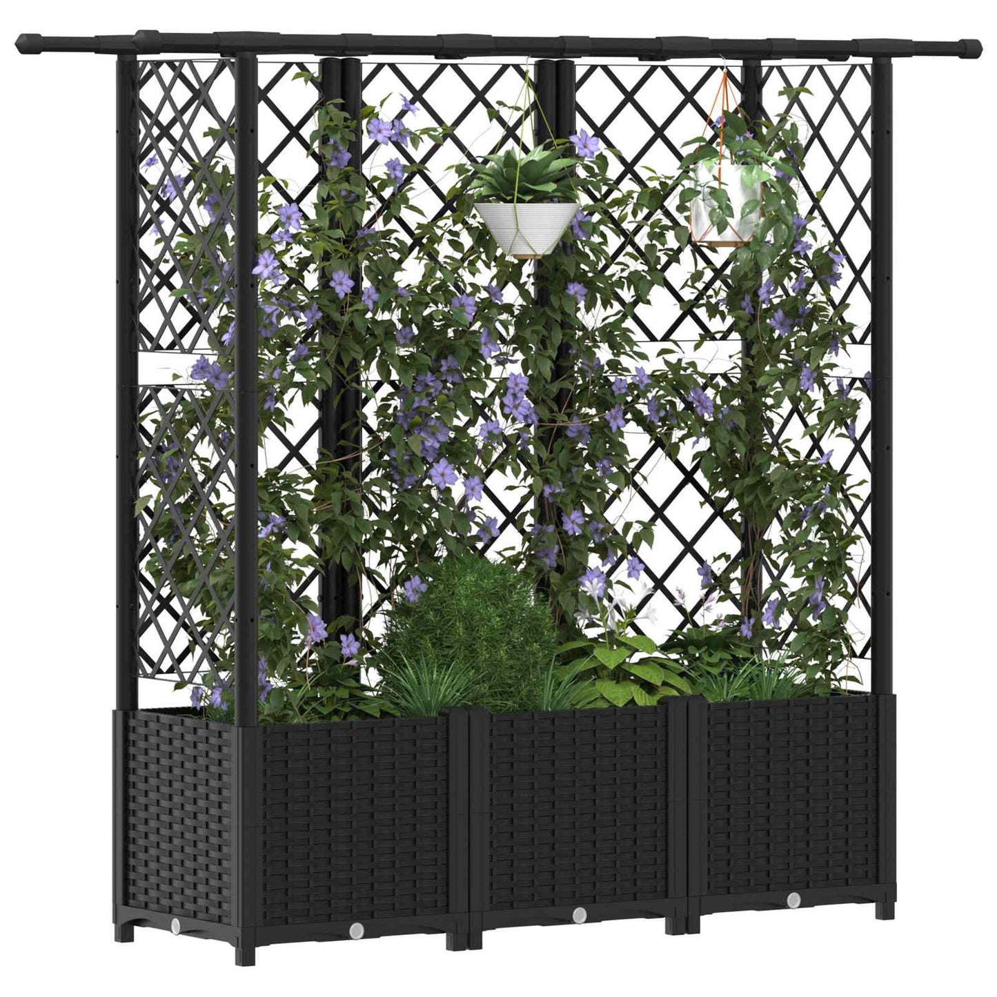 Hochbeet mit Rankgitter und Dach Schwarz 163,5 x 40 x 136 cm PP