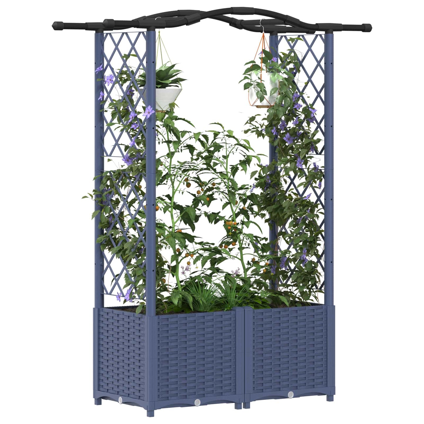 Hochbeet mit Rankgitter und Dach Grau 125 x 40 x 138 cm PP