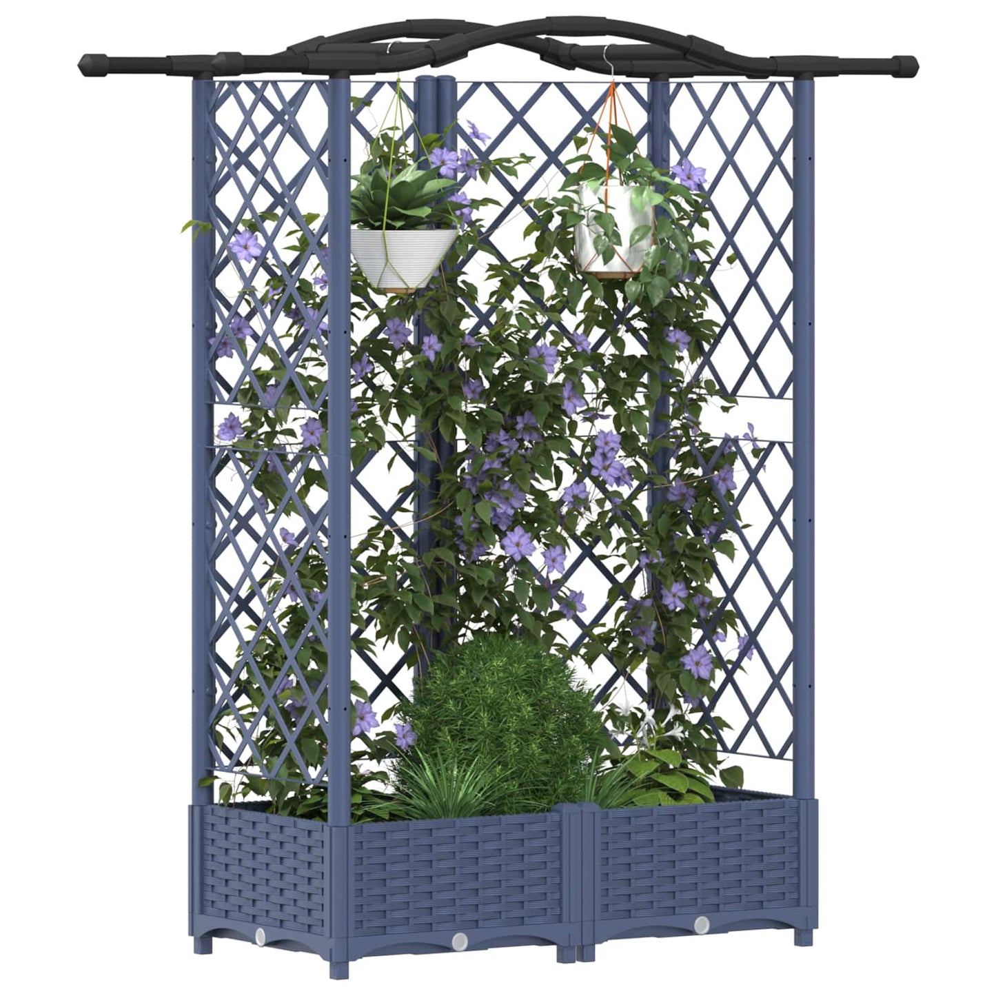 Hochbeet mit Rankgitter und Dach Grau 124 x 40 x 123 cm PP