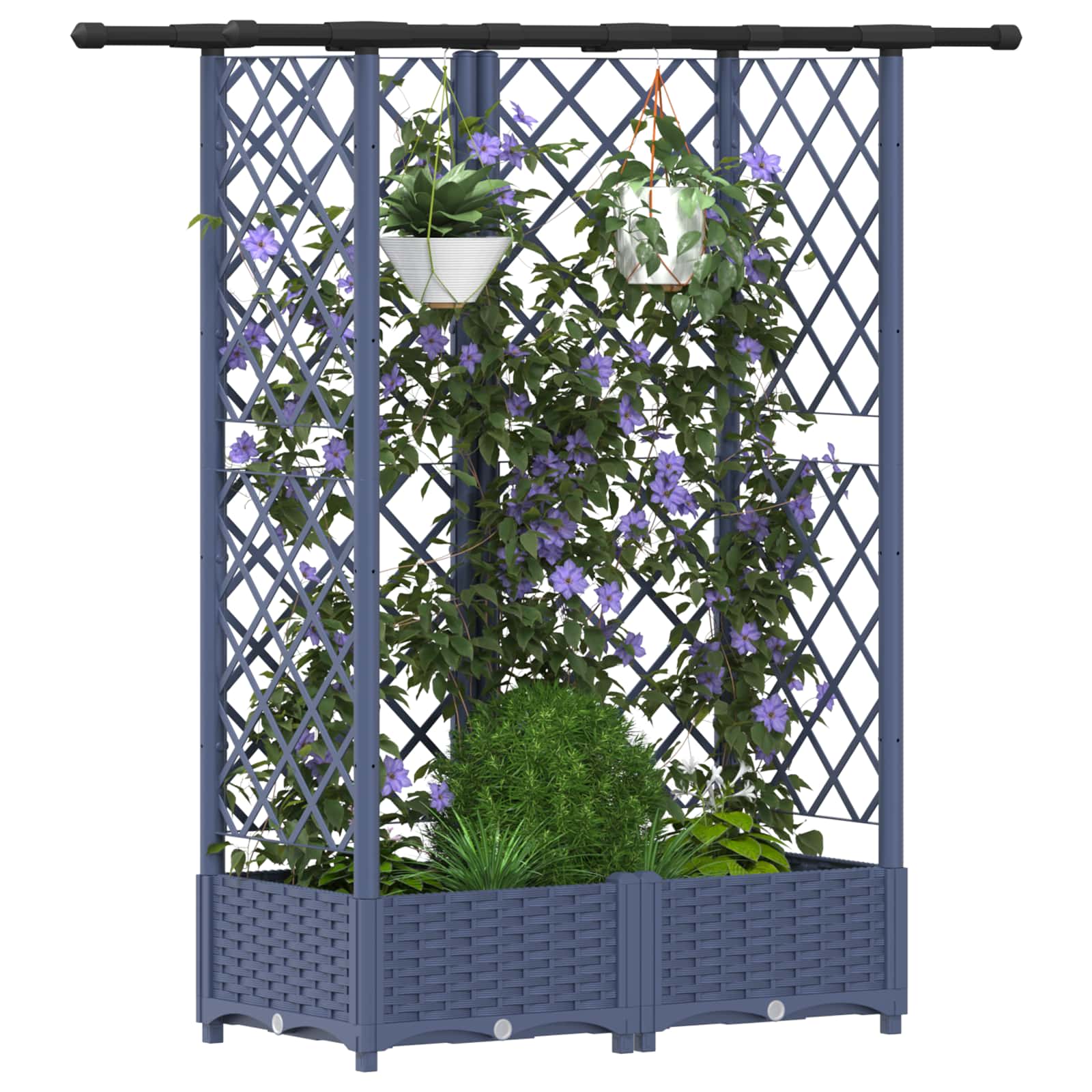 Hochbeet mit Rankgitter und Dach Grau 124 x 40 x 121 cm PP