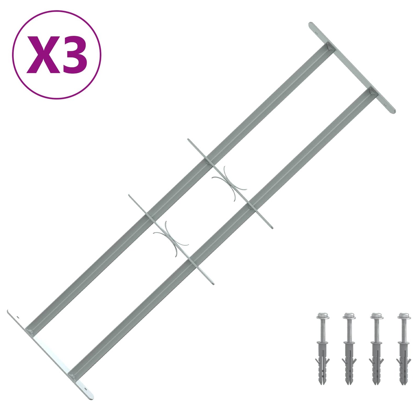 Sicherheitsgitter für Fenster mit 2 Querstangen 3 Stk.