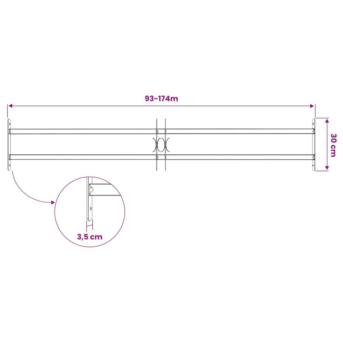 Sicherheitsgitter für Fenster mit 2 Querstangen 3 Stk.