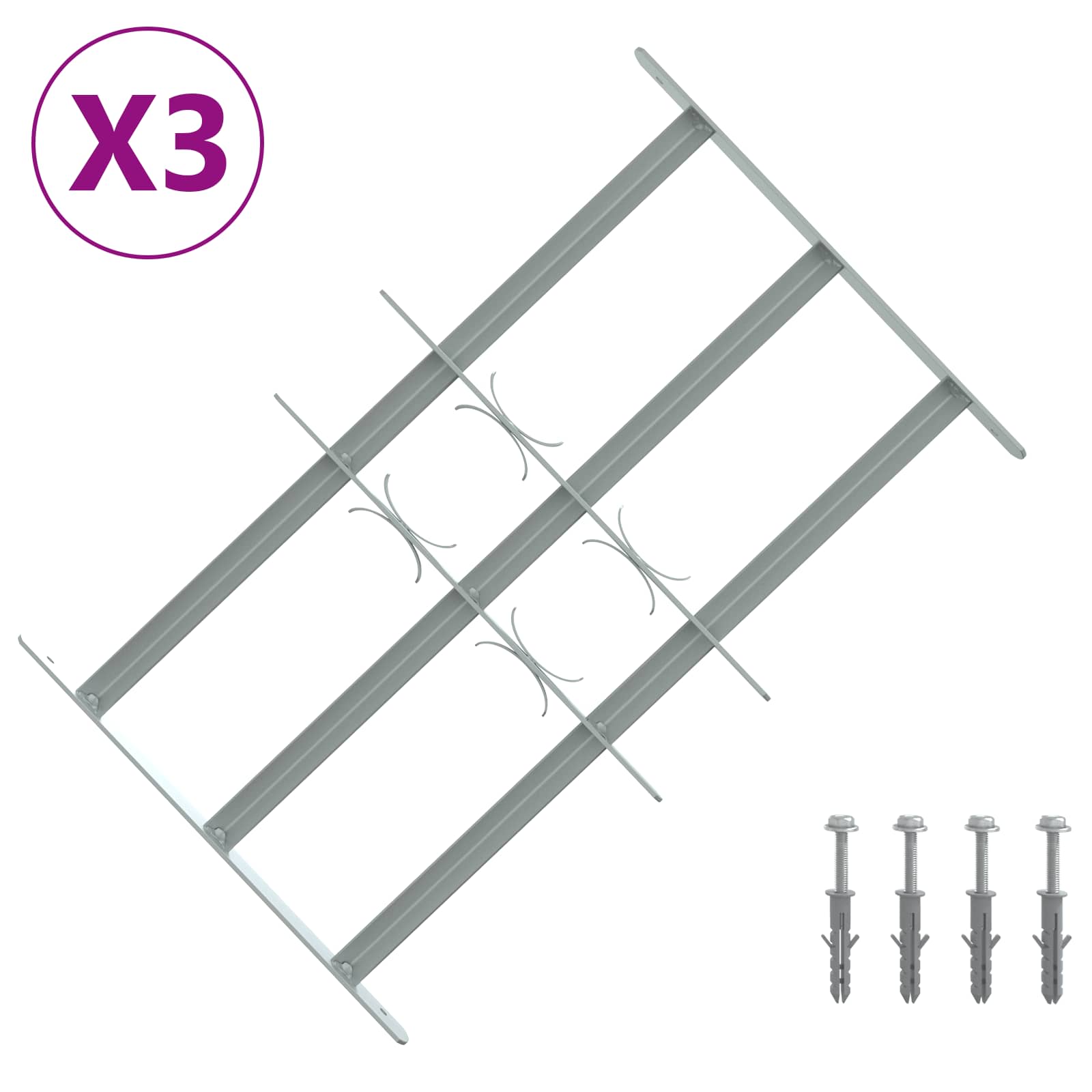 Sicherheitsgitter für Fenster mit 3 Querstangen 3 Stk.