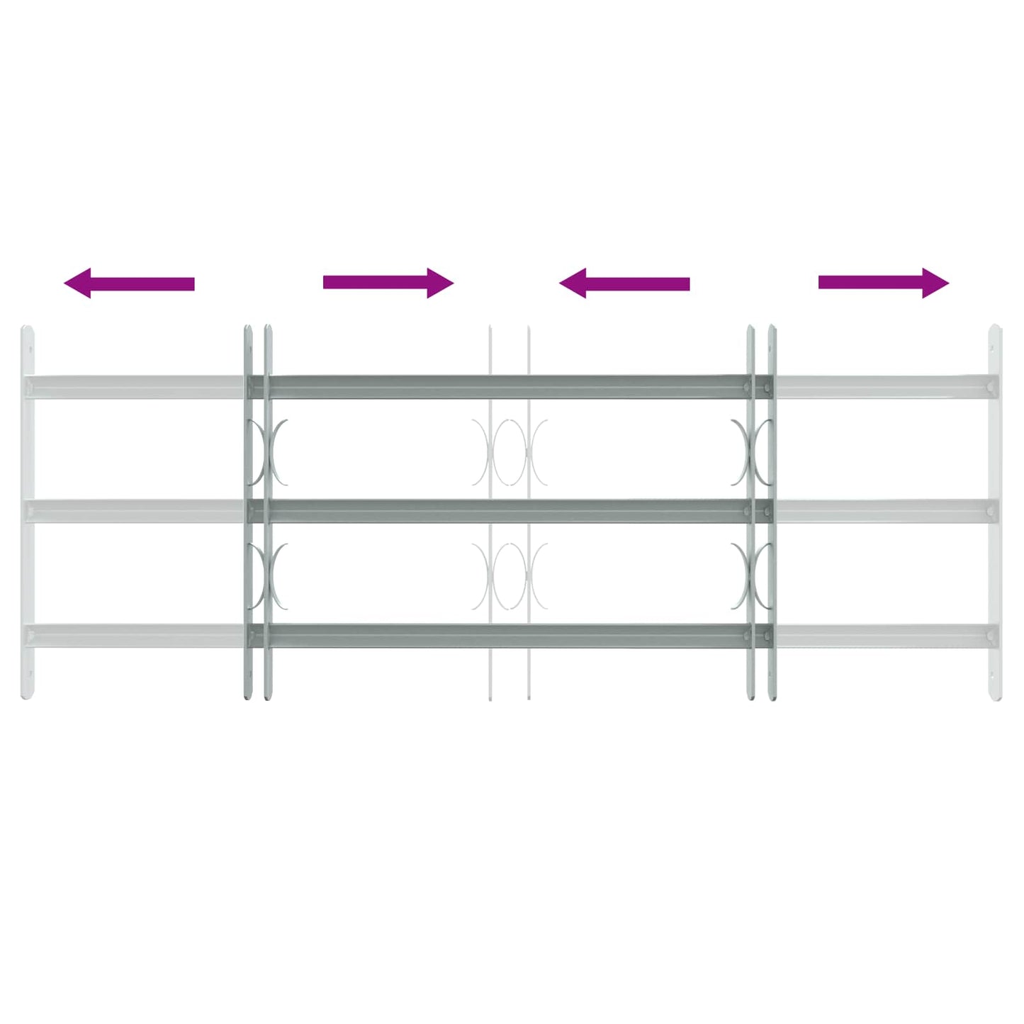 Sicherheitsgitter für Fenster mit 3 Querstangen 3 Stk.
