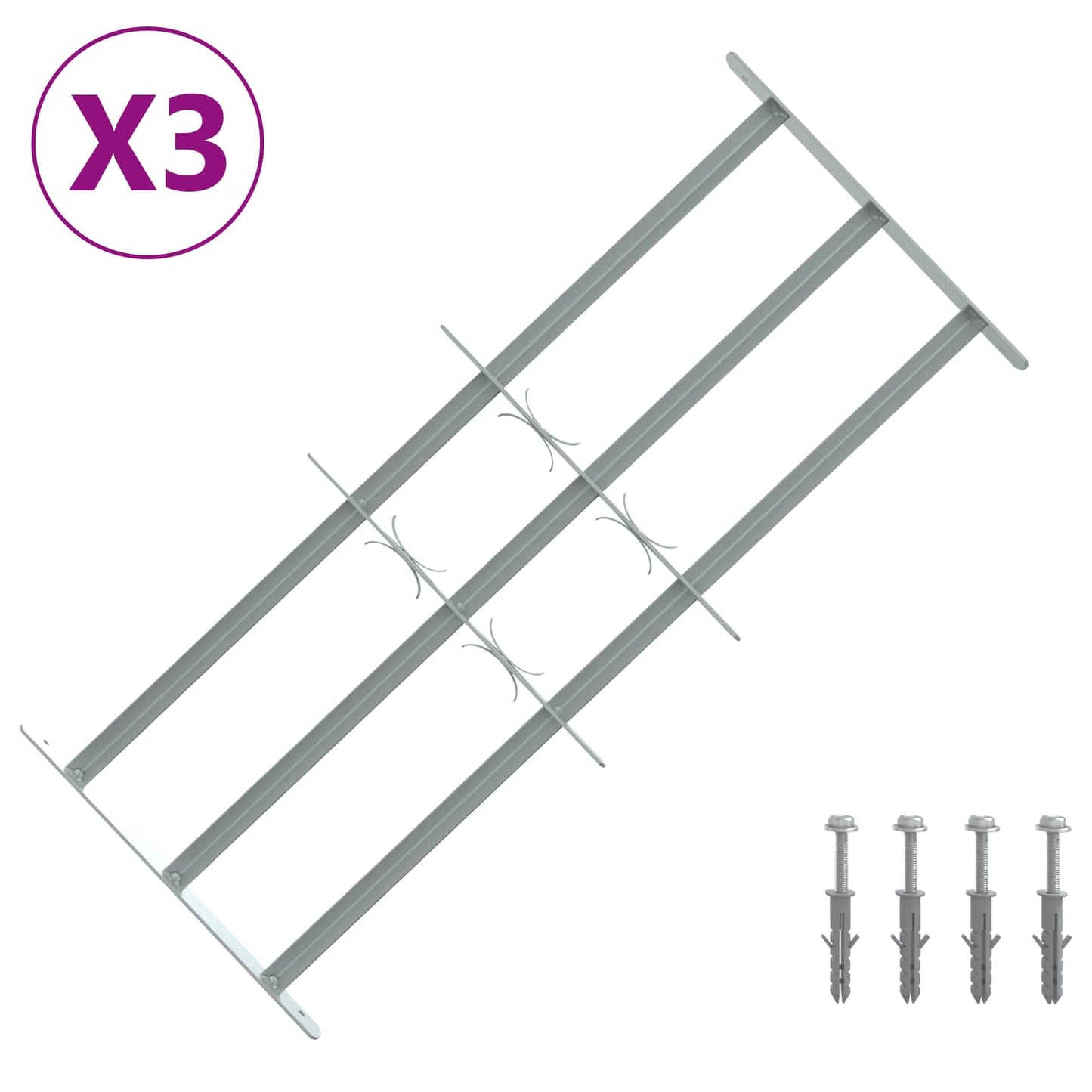 Sicherheitsgitter für Fenster mit 3 Querstangen 3 Stk.