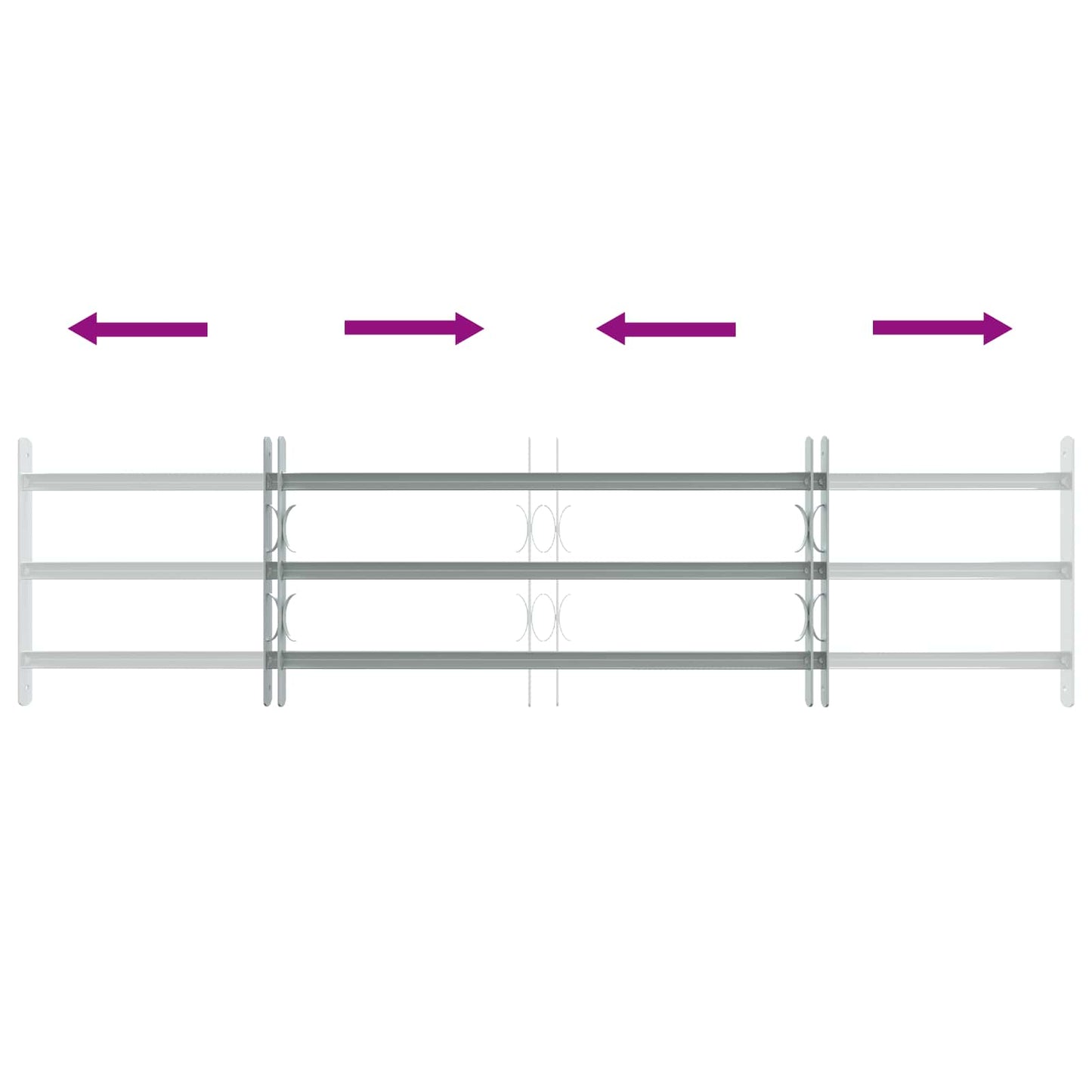 Sicherheitsgitter für Fenster mit 3 Querstangen 3 Stk.