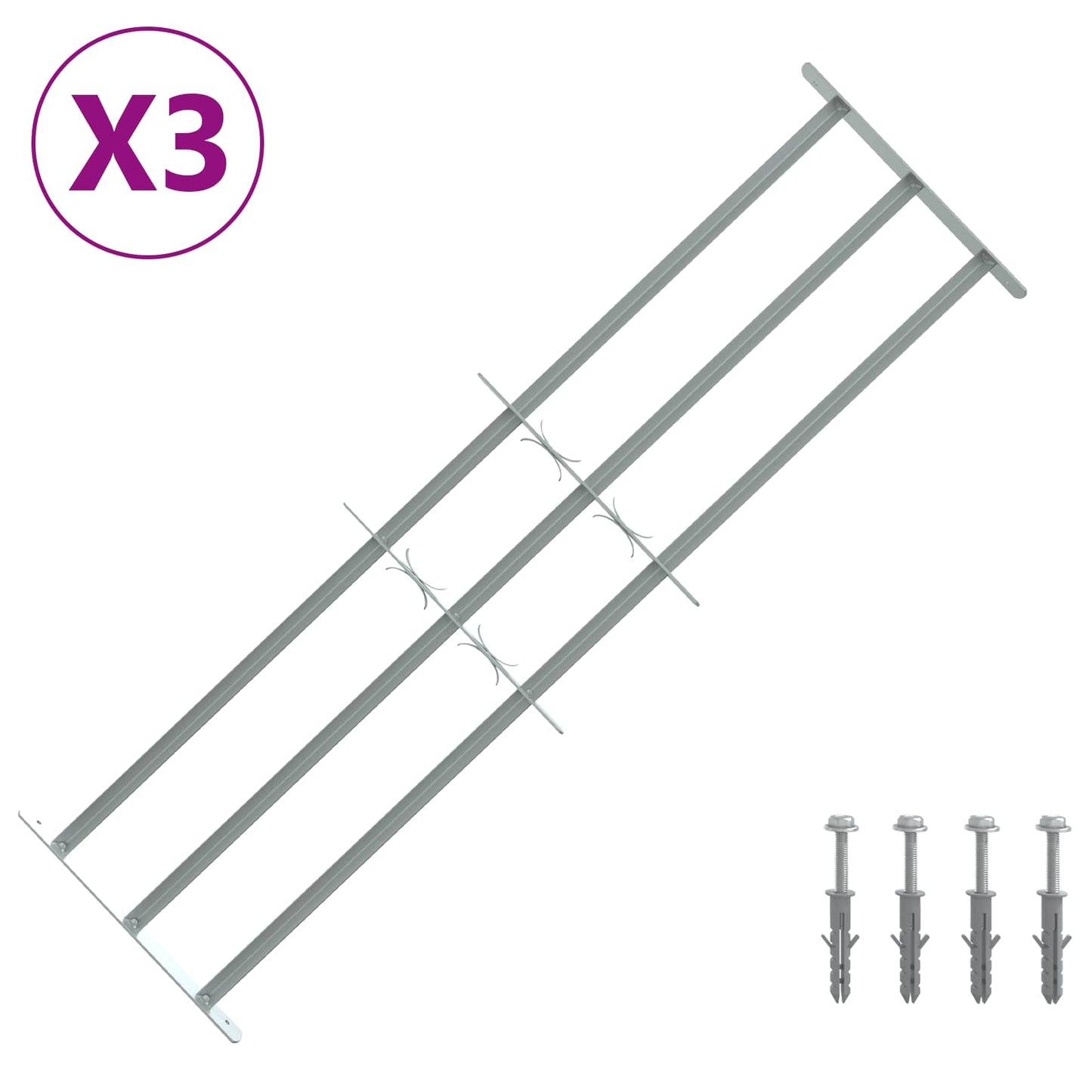 Sicherheitsgitter für Fenster mit 3 Querstangen 3 Stk.