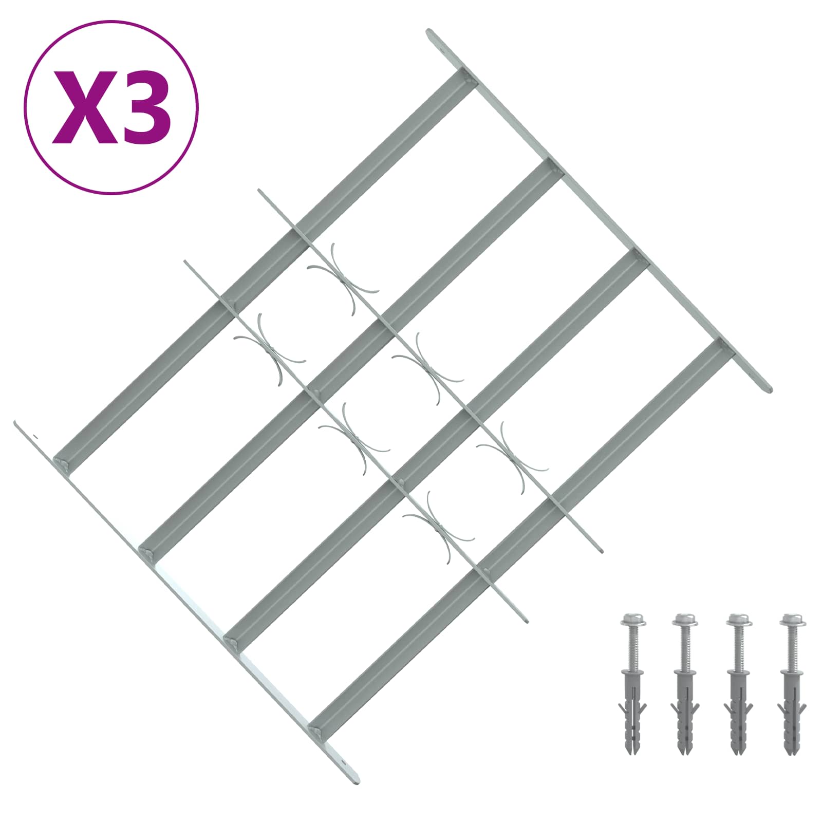 Sicherheitsgitter für Fenster mit 4 Querstangen 3 Stk.